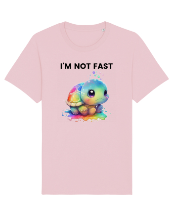 Broasca testoasa pictata in acuarela cu mesajul I'm not fast Cotton Pink