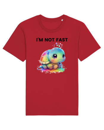 Broasca testoasa pictata in acuarela cu mesajul I'm not fast Red