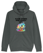Broasca testoasa pictata in acuarela cu mesajul  Slow Down and Enjoy Life Hanorac cu fermoar Unisex Connector