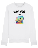 Broasca testoasa pictata in acuarela cu mesajul  Slow Down and Enjoy Life Bluză mânecă lungă Unisex Rise