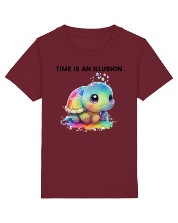 Broasca testoasa pictata in acuarela cu mesajul  Time is an Illusion Burgundy