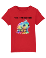 Broasca testoasa pictata in acuarela cu mesajul  Time is an Illusion Tricou mânecă scurtă  Copii Mini Creator