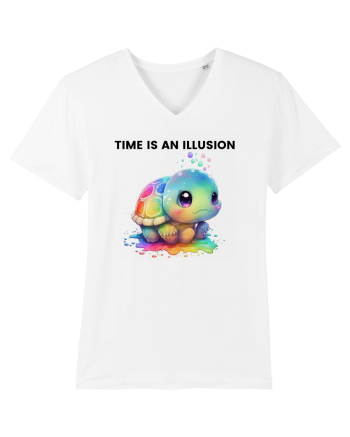 Broasca testoasa pictata in acuarela cu mesajul  Time is an Illusion White
