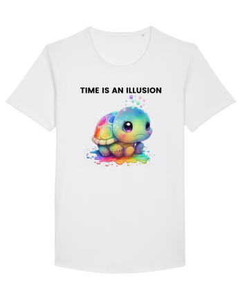 Broasca testoasa pictata in acuarela cu mesajul  Time is an Illusion White