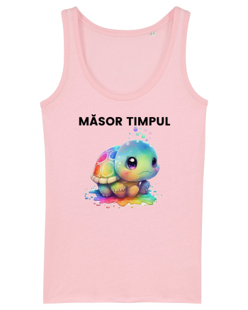 Broasca testoasa pictata in acuarela cu mesajul  Masor Timpul Cotton Pink