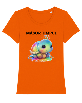 Broasca testoasa pictata in acuarela cu mesajul  Masor Timpul Bright Orange