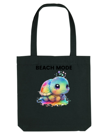 Broasca testoasa pictata in acuarela cu mesajul  Beach Mode Black