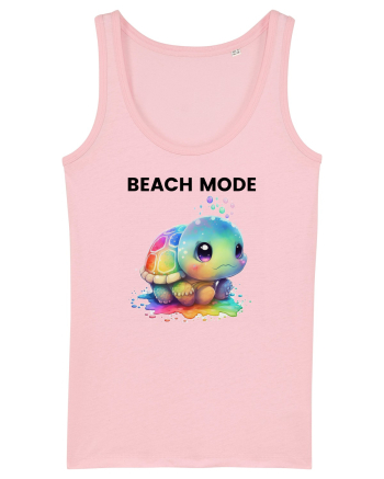 Broasca testoasa pictata in acuarela cu mesajul  Beach Mode Cotton Pink