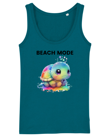 Broasca testoasa pictata in acuarela cu mesajul  Beach Mode Ocean Depth
