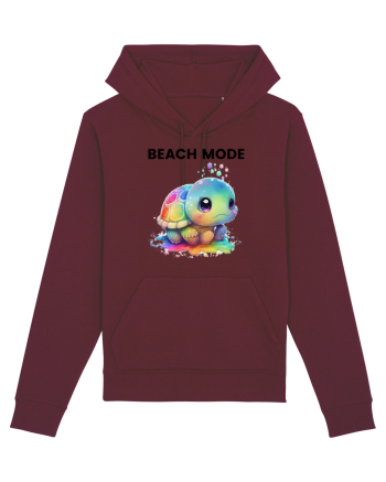Broasca testoasa pictata in acuarela cu mesajul  Beach Mode Burgundy