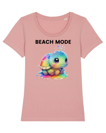 Broasca testoasa pictata in acuarela cu mesajul  Beach Mode Canyon Pink