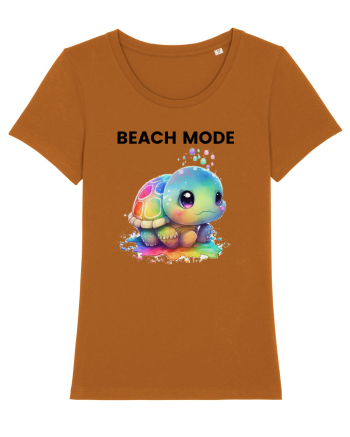 Broasca testoasa pictata in acuarela cu mesajul  Beach Mode Roasted Orange