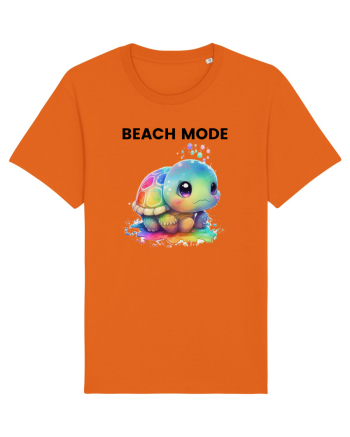 Broasca testoasa pictata in acuarela cu mesajul  Beach Mode Bright Orange