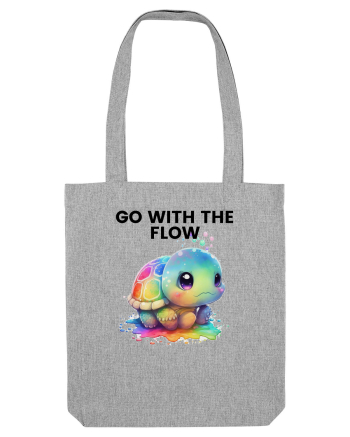Broasca testoasa pictata in acuarela cu mesajul  Go with the Flow Heather Grey