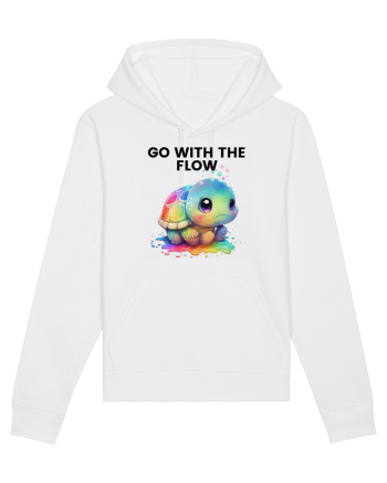 Broasca testoasa pictata in acuarela cu mesajul  Go with the Flow White