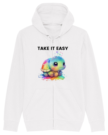 Broasca testoasa pictata in acuarela cu mesajul  Take it Easy White
