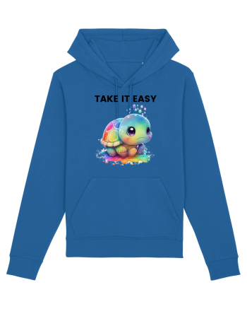 Broasca testoasa pictata in acuarela cu mesajul  Take it Easy Royal Blue