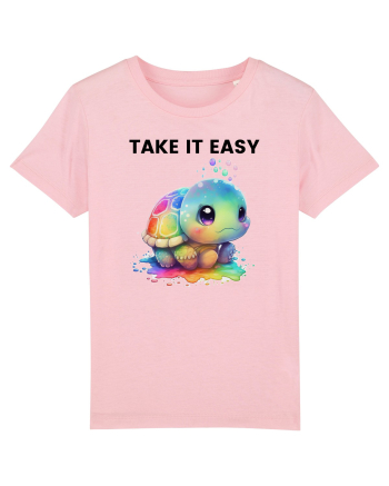 Broasca testoasa pictata in acuarela cu mesajul  Take it Easy Cotton Pink