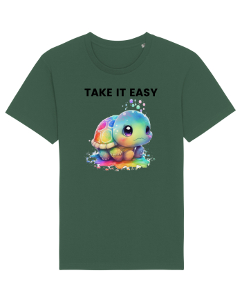 Broasca testoasa pictata in acuarela cu mesajul  Take it Easy Bottle Green