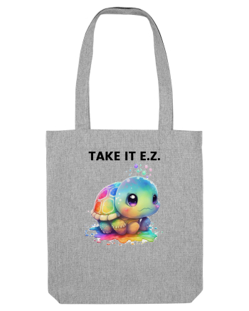 Broasca testoasa pictata in acuarela cu mesajul  Take it E.Z. Heather Grey