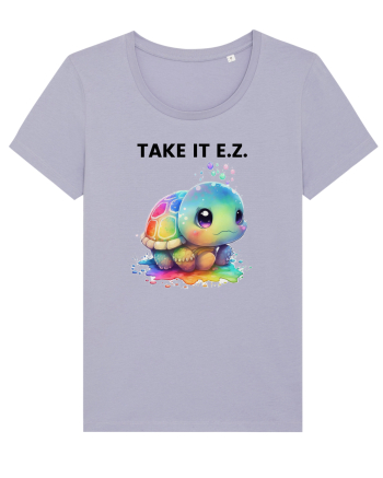 Broasca testoasa pictata in acuarela cu mesajul  Take it E.Z. Lavender