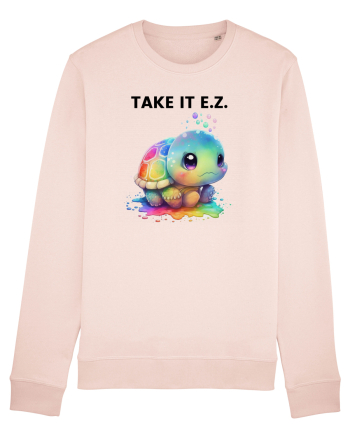 Broasca testoasa pictata in acuarela cu mesajul  Take it E.Z. Candy Pink