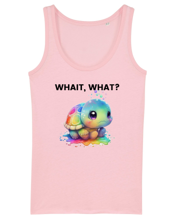 Broasca testoasa pictata in acuarela cu mesajul Wait, What? Cotton Pink