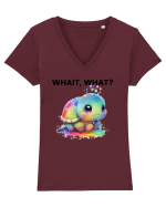 Broasca testoasa pictata in acuarela cu mesajul Wait, What? Tricou mânecă scurtă guler V Damă Evoker