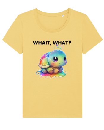 Broasca testoasa pictata in acuarela cu mesajul Wait, What? Jojoba