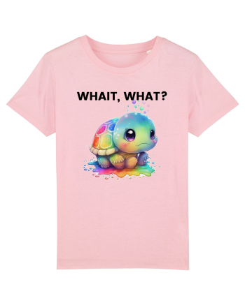 Broasca testoasa pictata in acuarela cu mesajul Wait, What? Cotton Pink