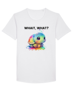 Broasca testoasa pictata in acuarela cu mesajul Wait, What? Tricou mânecă scurtă guler larg Bărbat Skater