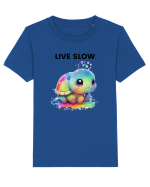 Broasca testoasa pictata in acuarela cu mesajul Live Slow Tricou mânecă scurtă  Copii Mini Creator