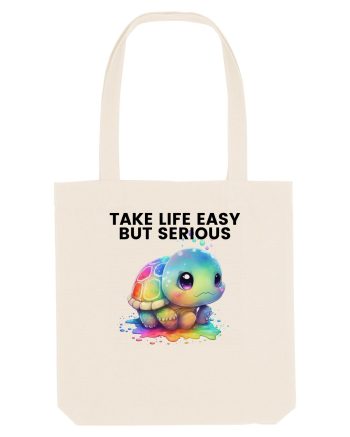 Broasca testoasa pictata in acuarela cu mesajul Take Life Easy but Serious Natural