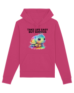 Broasca testoasa pictata in acuarela cu mesajul Take Life Easy but Serious Hanorac Unisex Drummer