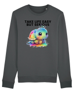 Broasca testoasa pictata in acuarela cu mesajul Take Life Easy but Serious Bluză mânecă lungă Unisex Rise