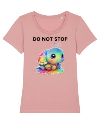 Broasca testoasa pictata in acuarela cu mesajul Do Not Stop Canyon Pink