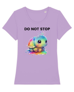 Broasca testoasa pictata in acuarela cu mesajul Do Not Stop Tricou mânecă scurtă guler larg fitted Damă Expresser