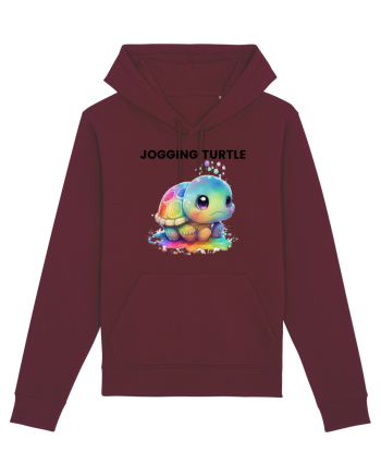 Broasca testoasa pictata in acuarela cu mesajul Jogging Turtle Burgundy