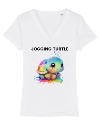 Broasca testoasa pictata in acuarela cu mesajul Jogging Turtle White