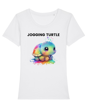 Broasca testoasa pictata in acuarela cu mesajul Jogging Turtle White