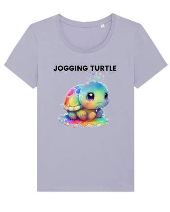 Broasca testoasa pictata in acuarela cu mesajul Jogging Turtle Lavender