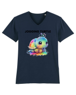 Broasca testoasa pictata in acuarela cu mesajul Jogging Turtle Tricou mânecă scurtă guler V Bărbat Presenter