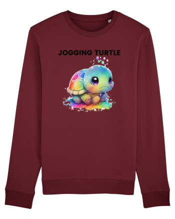 Broasca testoasa pictata in acuarela cu mesajul Jogging Turtle Burgundy