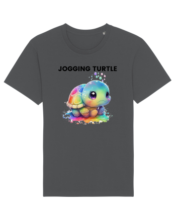 Broasca testoasa pictata in acuarela cu mesajul Jogging Turtle Anthracite