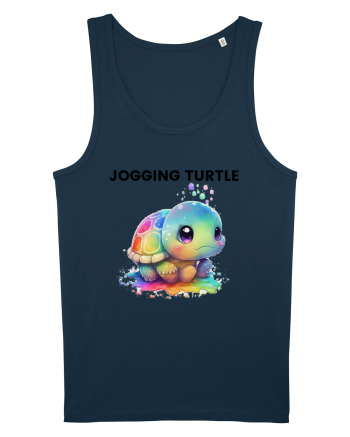 Broasca testoasa pictata in acuarela cu mesajul Jogging Turtle Navy