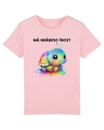 Broasca testoasa pictata in acuarela cu mesajul Ma grabesc Incet Cotton Pink