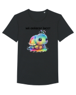 Broasca testoasa pictata in acuarela cu mesajul Ma grabesc Incet Tricou mânecă scurtă guler larg Bărbat Skater