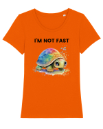 Broasca testoasa pictata in acuarela cu mesajul I'm not fast Tricou mânecă scurtă guler larg fitted Damă Expresser