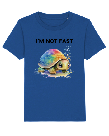 Broasca testoasa pictata in acuarela cu mesajul I'm not fast Majorelle Blue