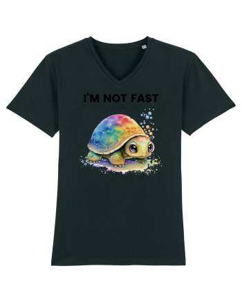 Broasca testoasa pictata in acuarela cu mesajul I'm not fast Black